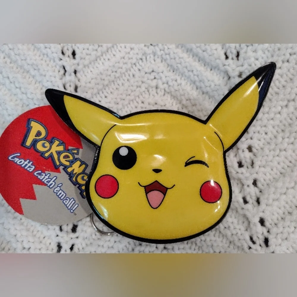Pokemon Pikachu Coin Purse Pokeball Mini Vinyl Zip Pouch Nintendo Vintage Y2K - Picture 2 of 8